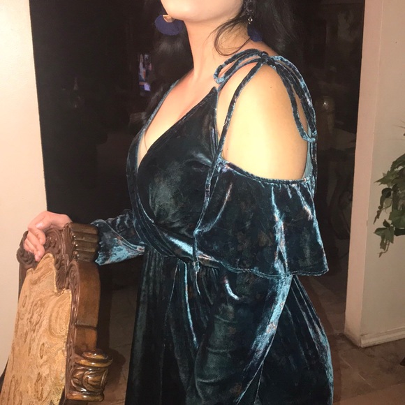 Zara emerald floral velvet dress - Picture 5 of 8